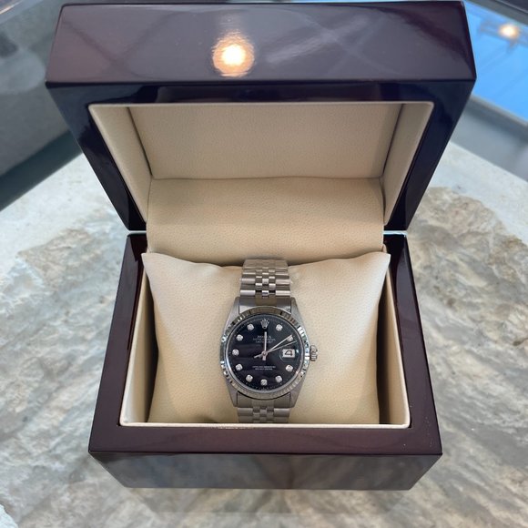 New Rolex Men's 36mm Black Dial Diamond Watch - Picture 4 of 8